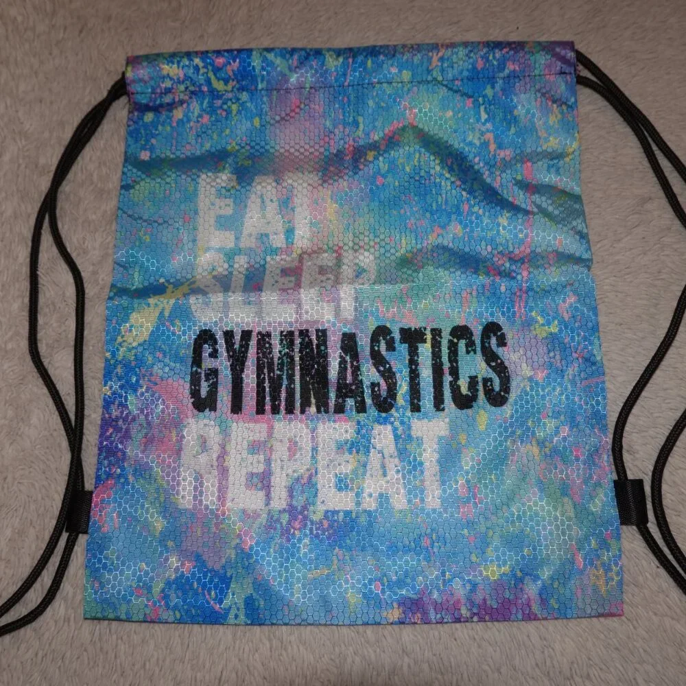 Drawstring Backpack Eat, Sleep, Gymnastics, Repeat, New Without Tags, NWOT